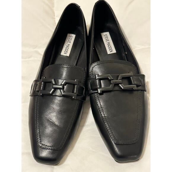 Steve Madden Women's Black Leather Ryan Bit Loafer Size 11M - Picture 1 of 7